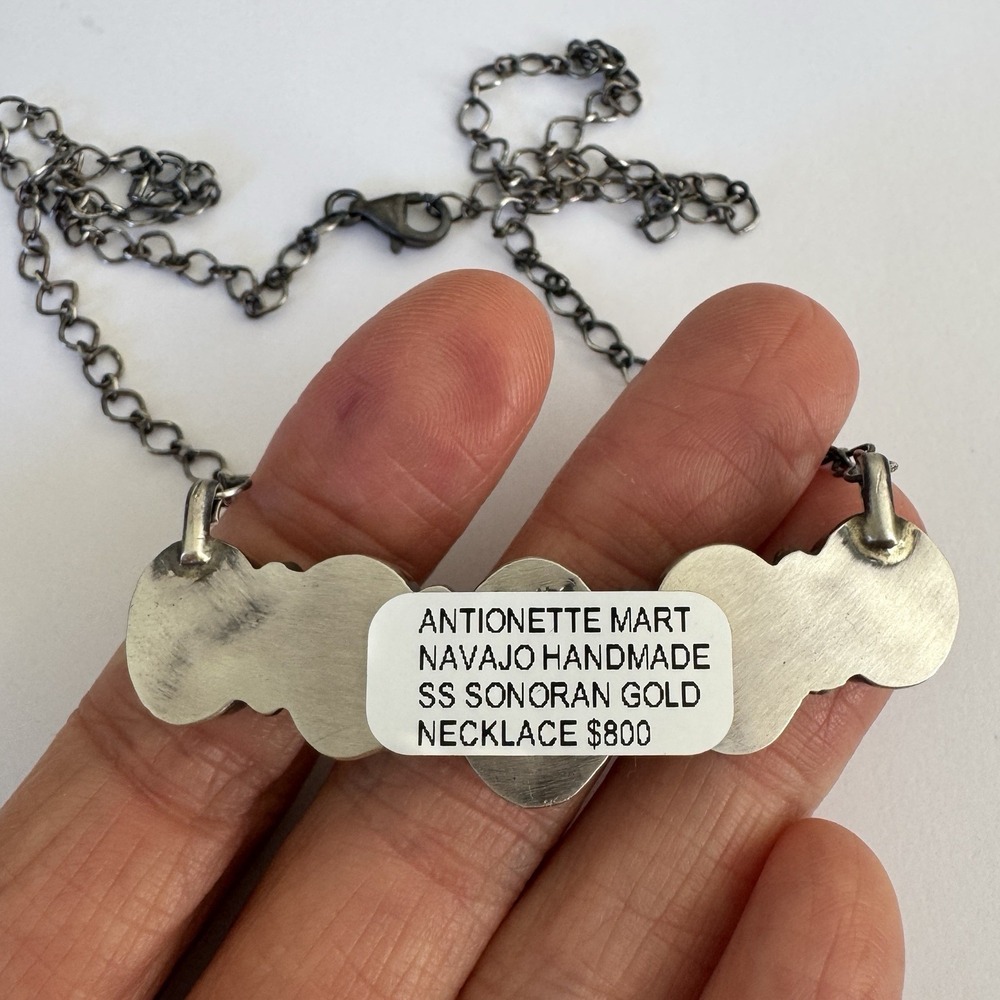 Navajo Bar Necklace Sonoran Turquoise 20" Sterling Choker Signed A‎ Mart - Picture 7 of 7